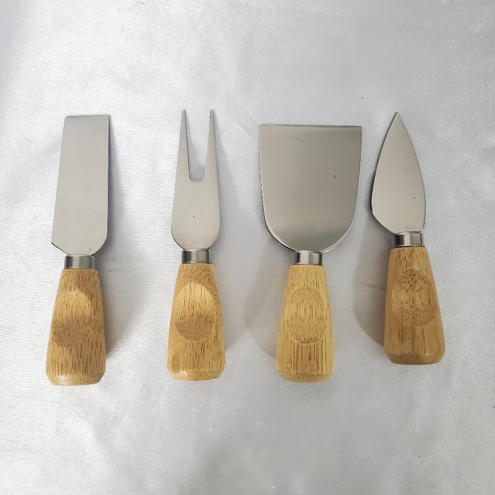NWOT- Set of 4 Cheese Knives with Wooden Handles – Mini Cheese Knife Set